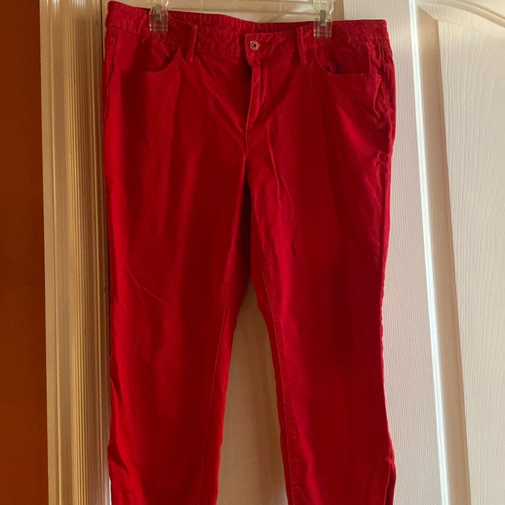 Liz Claiborne red tapered leg jeans size 14.